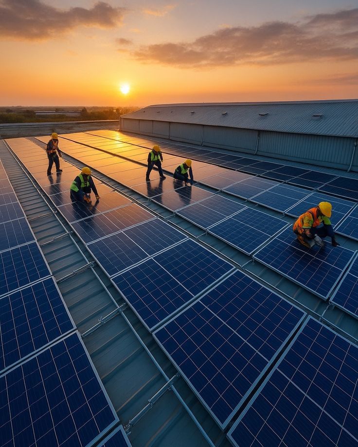 commercial solar panel installation at sunset clean energy solutions (1)